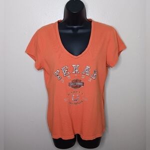 2013 Harley Davidson Texas Women's Large T-shirt Biker Motorcycle Tee Orange